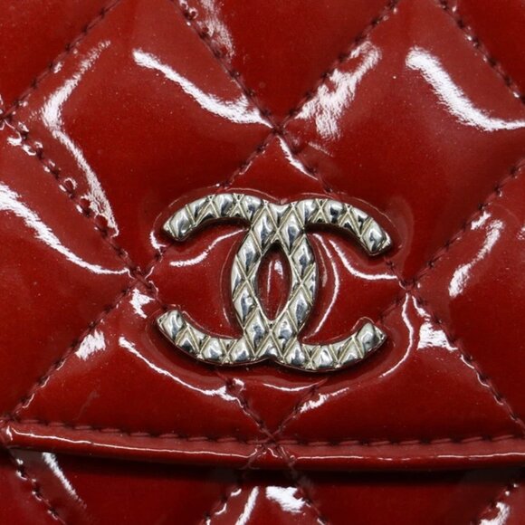 CHANEL Patent Quilted Brilliant Wallet On Chain WOC Red - Picture 12 of 15